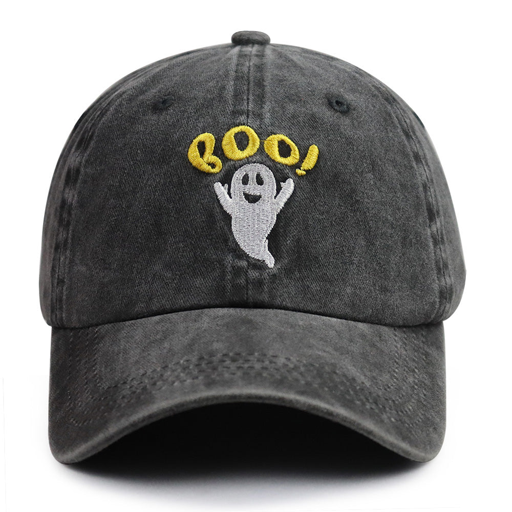 2pcs Cute Spooky BOO Cap For Women Men, Adjustable Embroidered Wash Cotton Baseball Cap