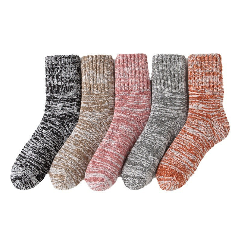 Thick Warm Terry Socks In A Retro Color Palette For Women