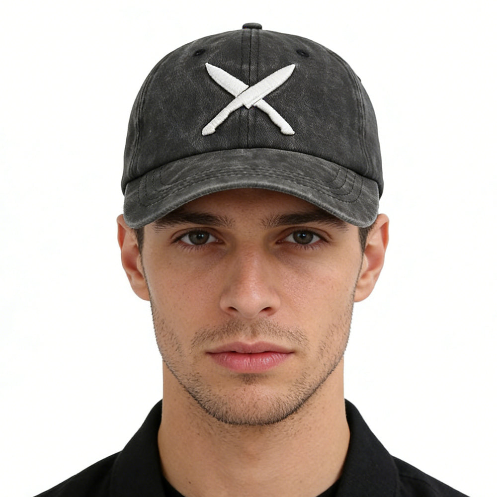 2pcs Knives Black Hat For Women Men, Adjustable Baseball Cap