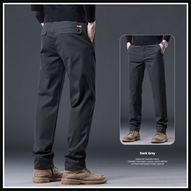 Relaxed-fit Pure Cotton Stretchy Straight-leg Mens Casual Pants