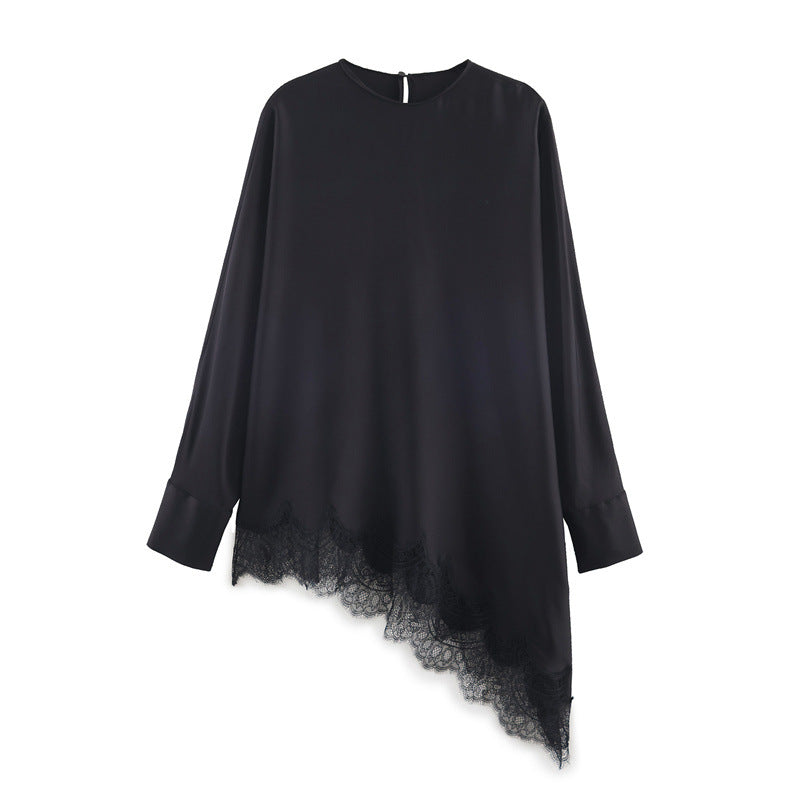 Stylish Chic Loose-fitting Solid-color Asymmetrical Shirt