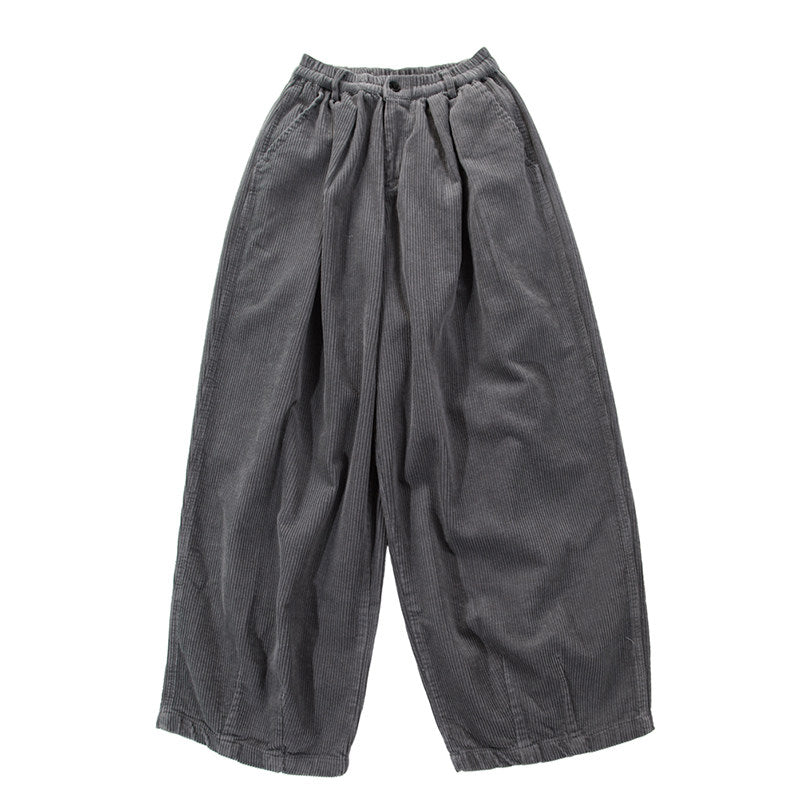 Men's Autumn Winter Retro Casual Corduroy Wide Leg Cargo Pants