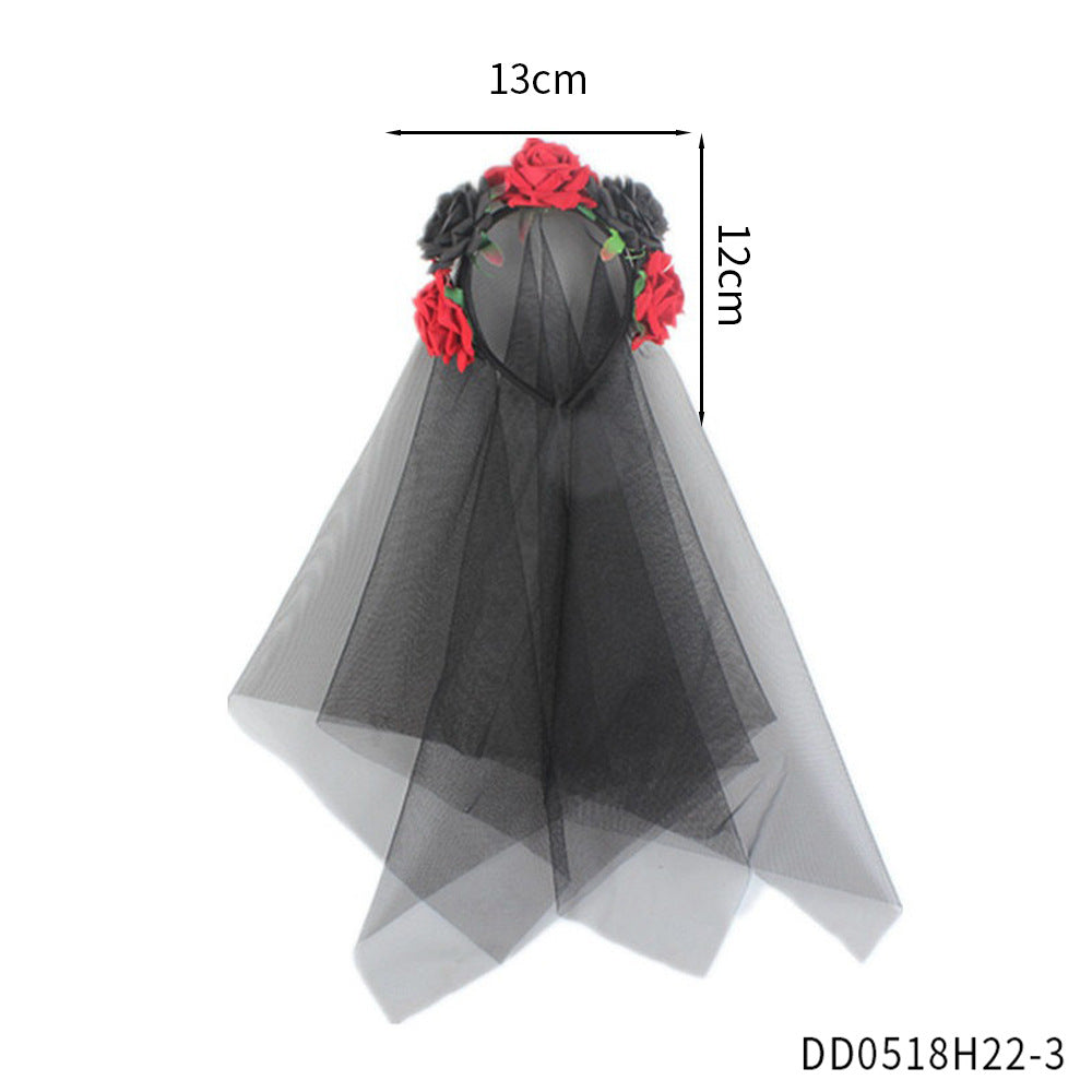 Party Headband Accessory Rose Veil Halloween Mesh Veil Stage Prop