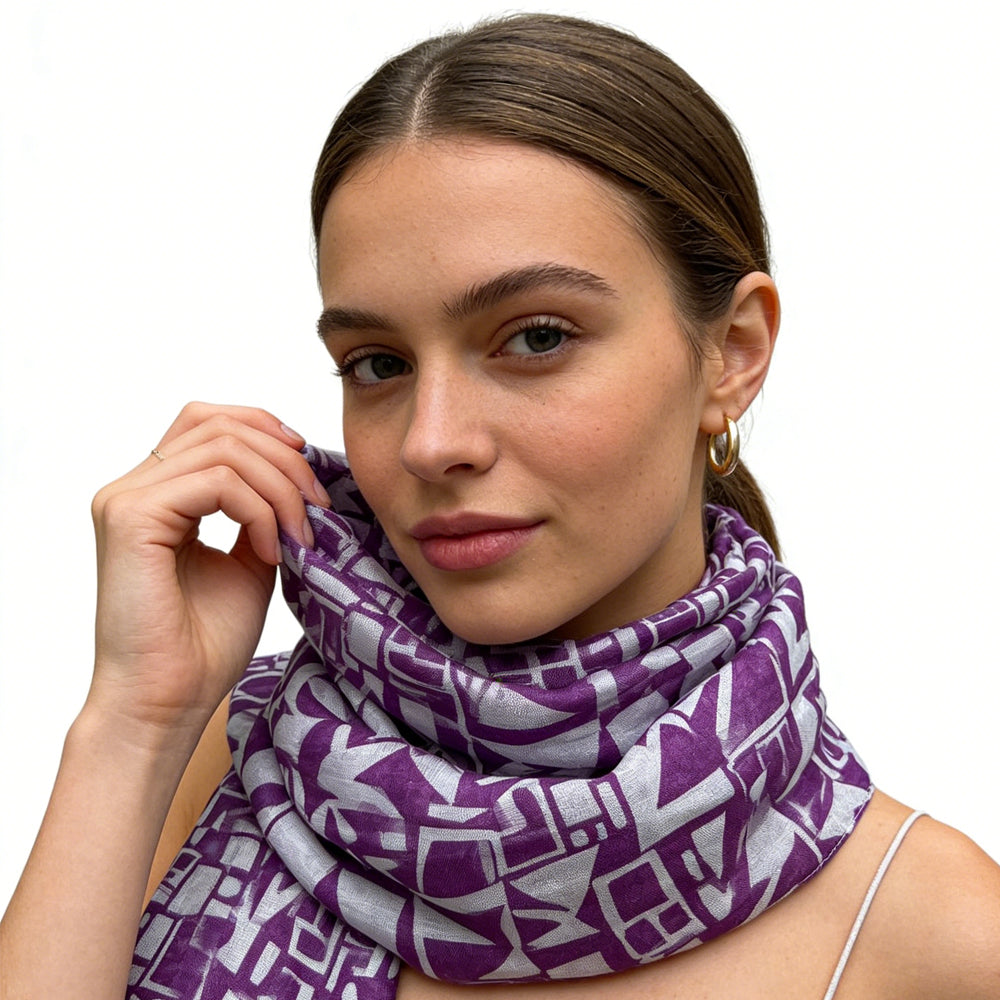 2pcs Purple Boho Square Scarf,Head Scarf,For Women Men