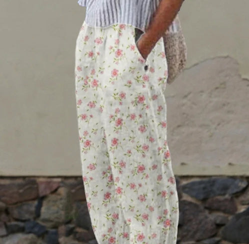 Womens Summer Comfortable Casual Loose-Fit Pants With Pockets