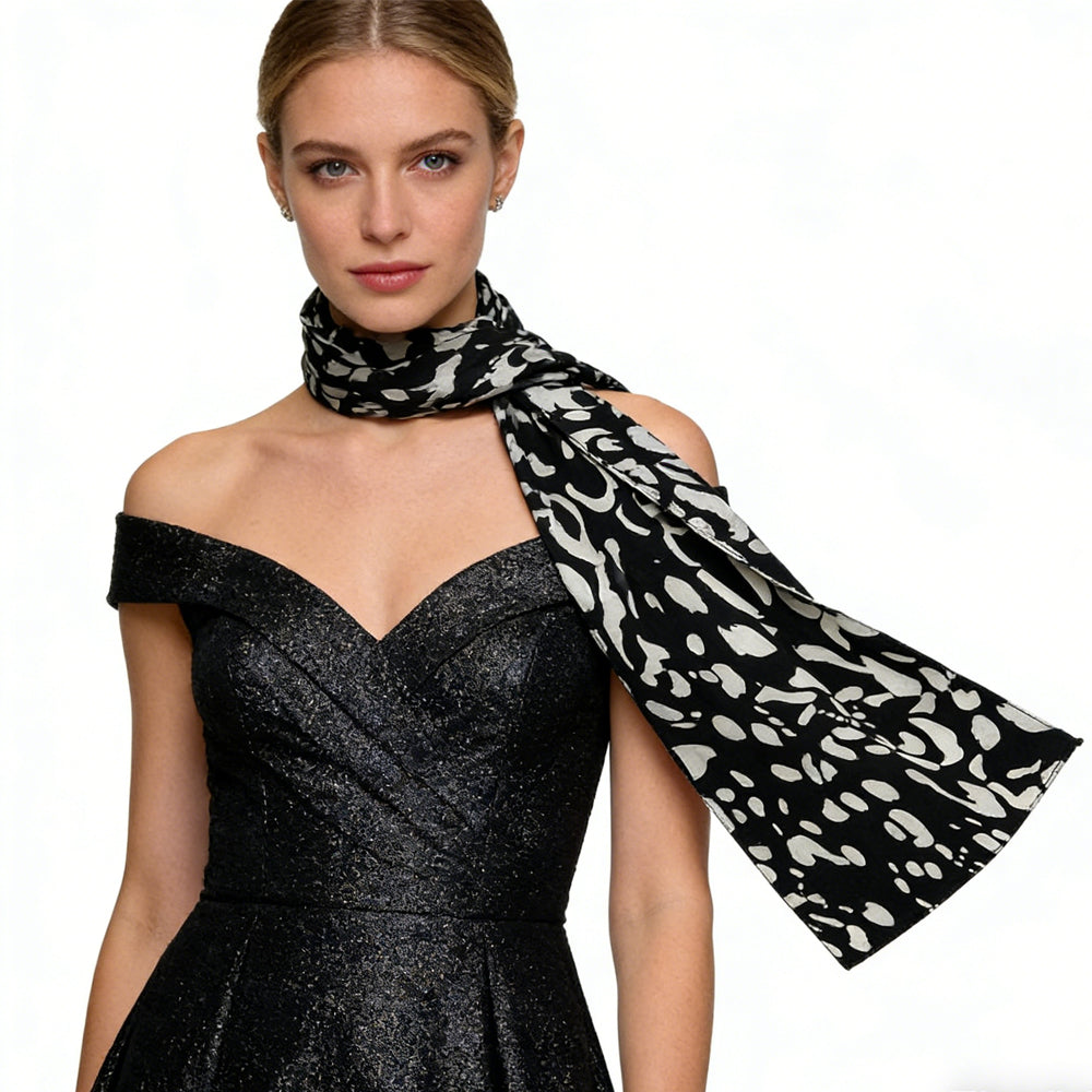 2pcs Abstract Long Scarf,Gallery Opening Bold Abstract Print Makes For Women and Men