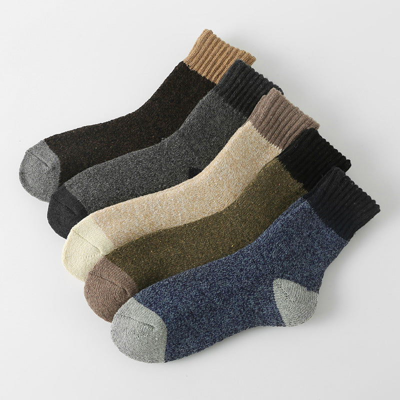 Thick Warm Terry Socks In A Retro Color Palette For Women