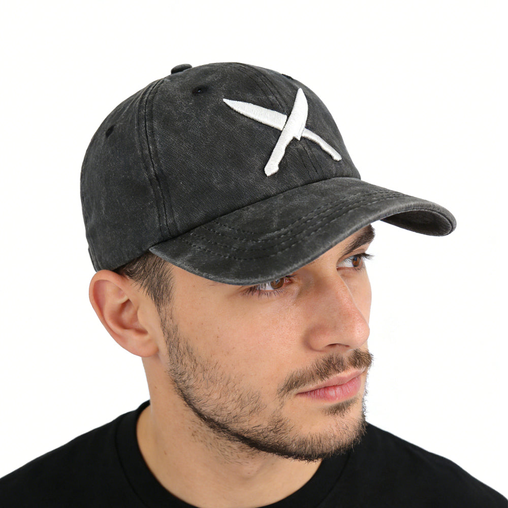 2pcs Knives Black Hat For Women Men, Adjustable Baseball Cap