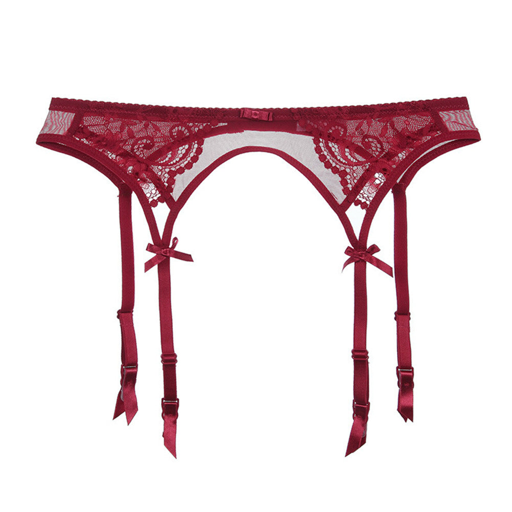 Sexy Mesh Lace Embroidered Non-Slip Back-Button Womens Garter Belt