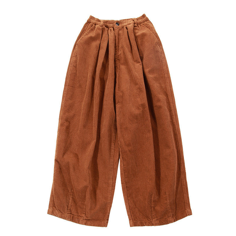 Men's Autumn Winter Retro Casual Corduroy Wide Leg Cargo Pants