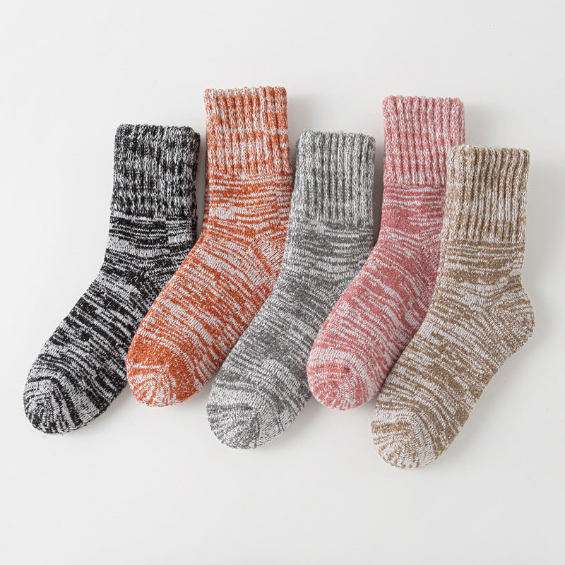 Thick Warm Terry Socks In A Retro Color Palette For Women