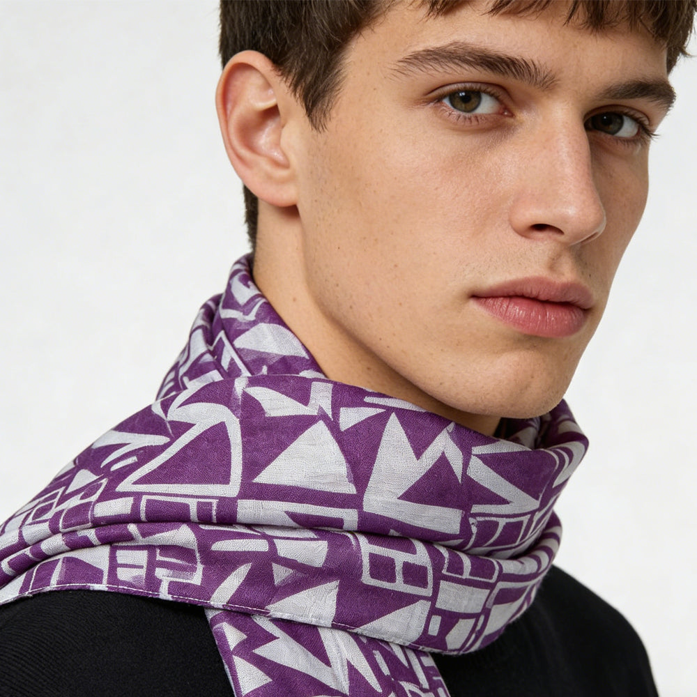 2pcs Purple Boho Square Scarf,Head Scarf,For Women Men
