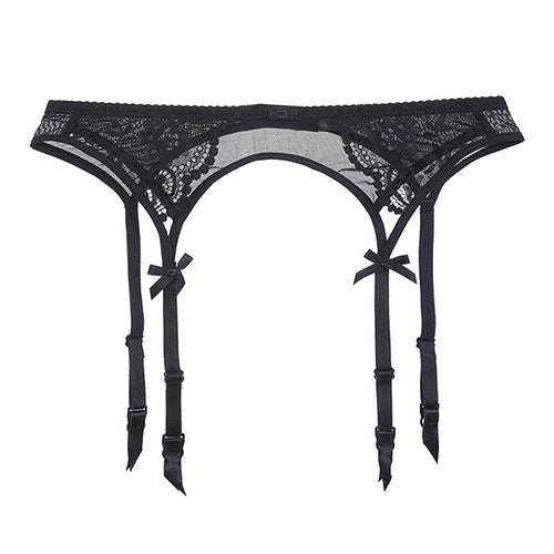 Sexy Mesh Lace Embroidered Non-Slip Back-Button Womens Garter Belt