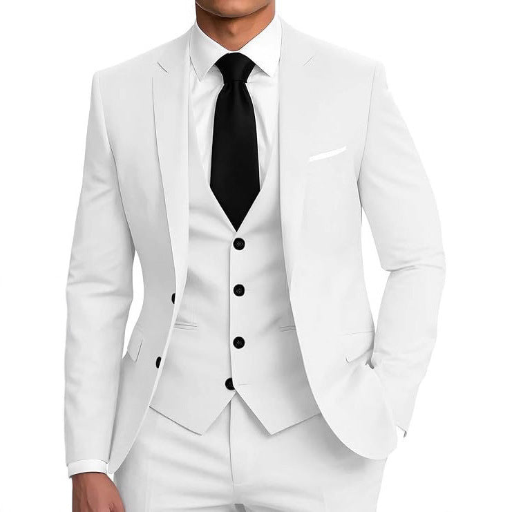 Mens Business Two-Button Suit Three-Piece Set