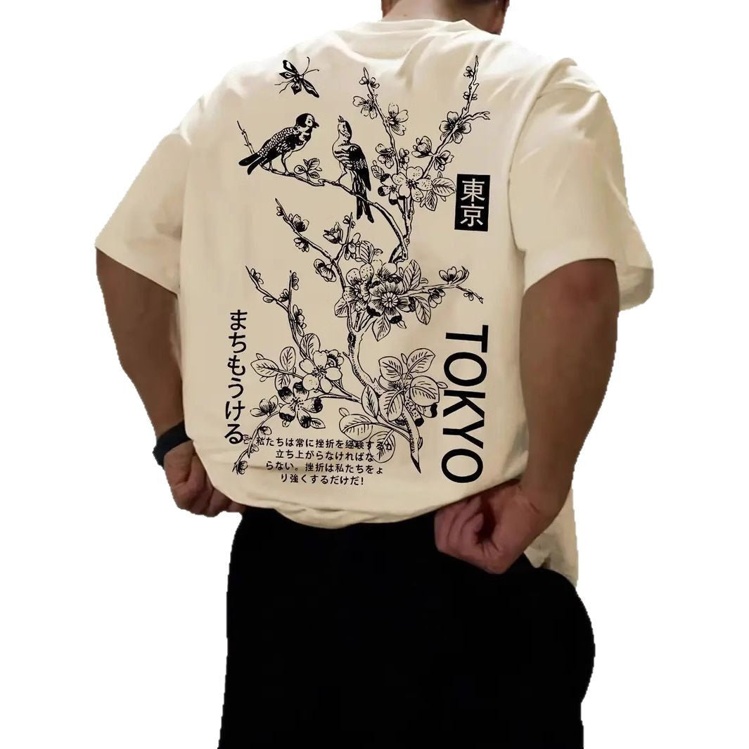 Retro Loose-fit Short-sleeve Printed T-shirt