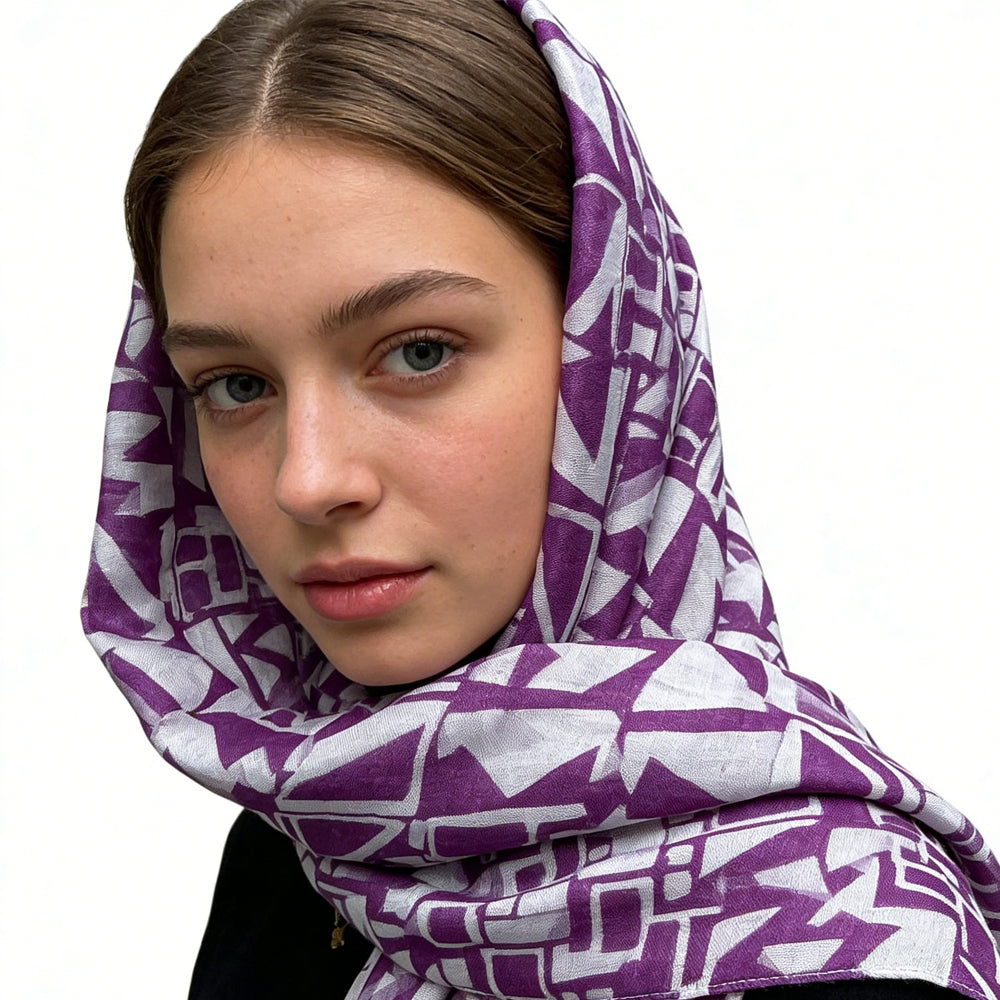 2pcs Purple Boho Square Scarf,Head Scarf,For Women Men