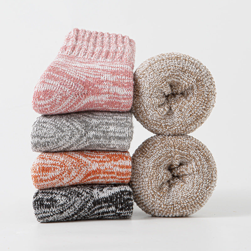 Thick Warm Terry Socks In A Retro Color Palette For Women