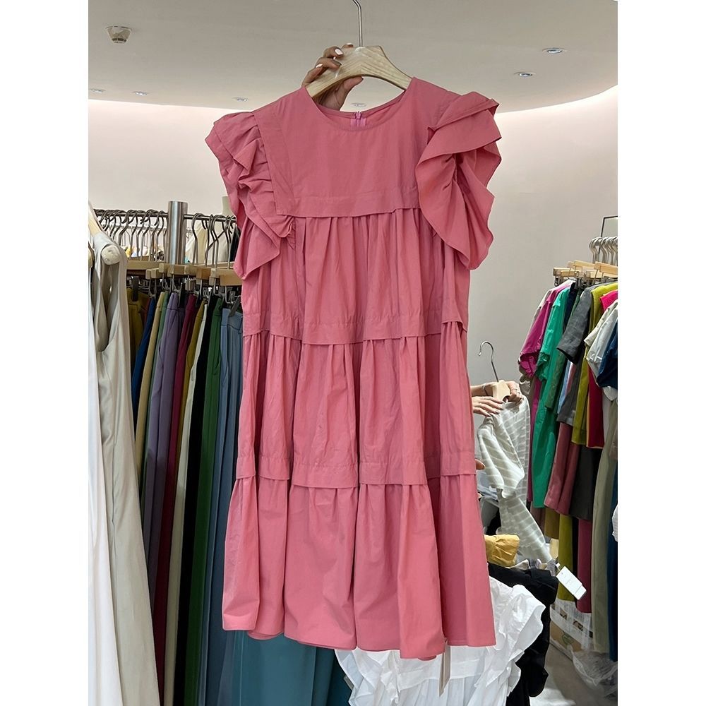Ruffled-edge White French-style Niche Vintage Midi Cake Dress