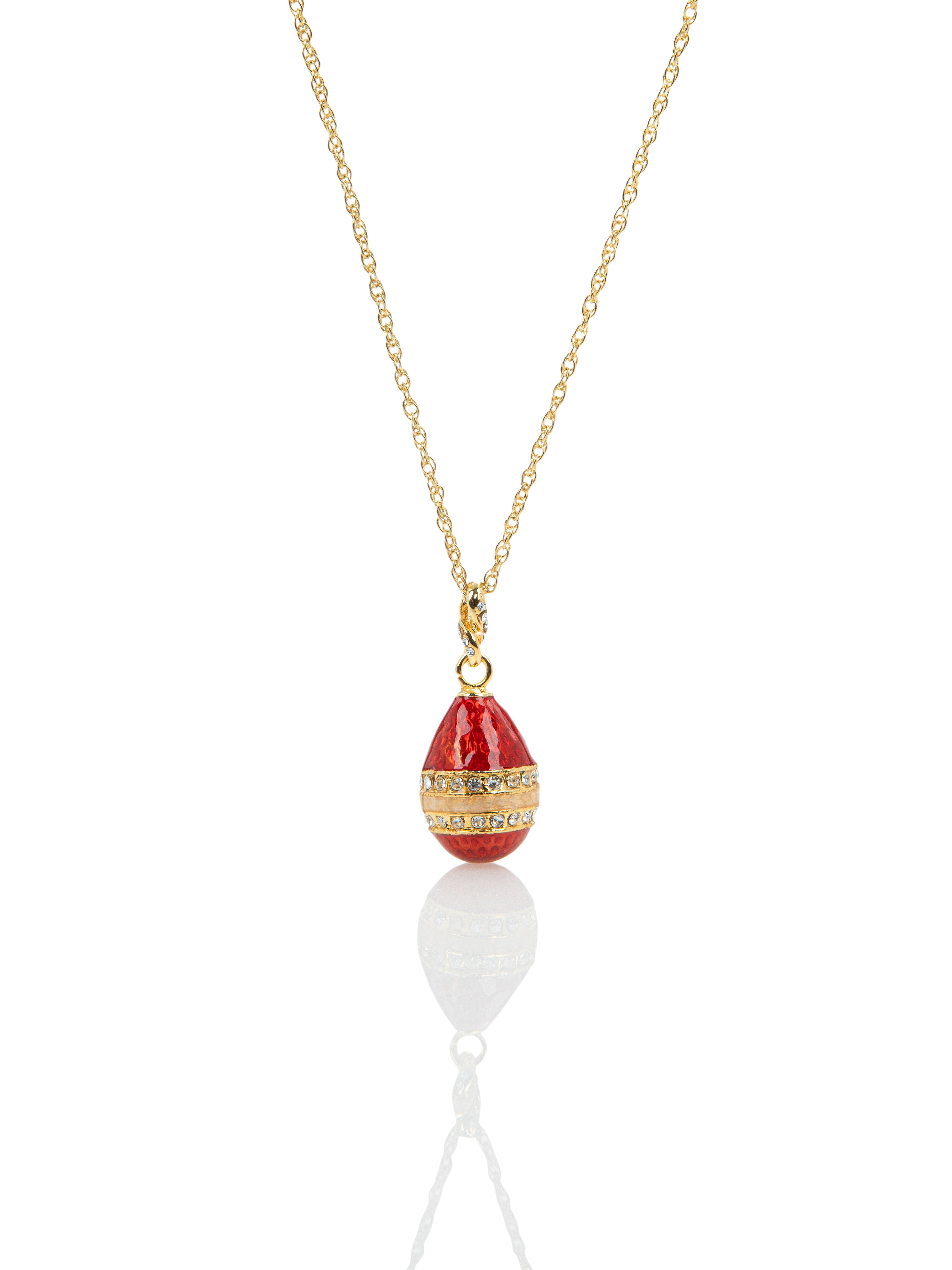 Red & Gold Egg Pendant Necklace
