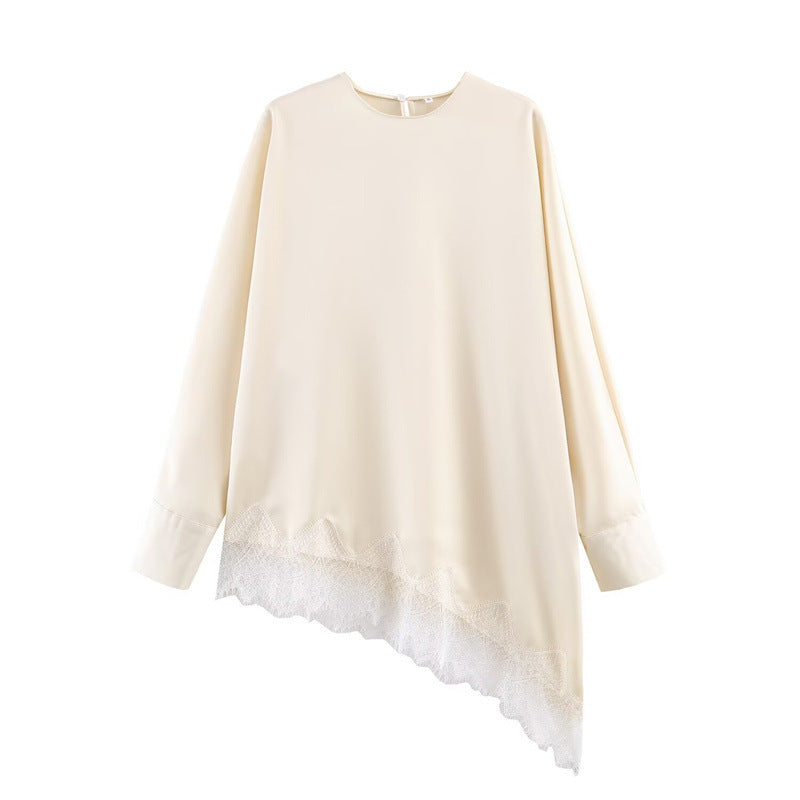 Stylish Chic Loose-fitting Solid-color Asymmetrical Shirt