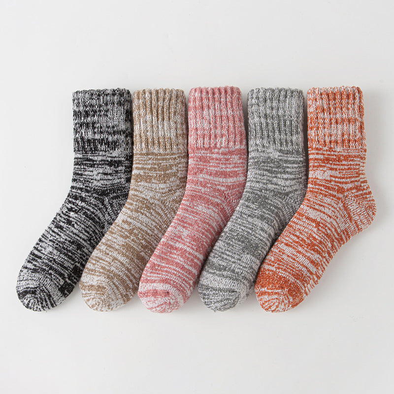 Thick Warm Terry Socks In A Retro Color Palette For Women