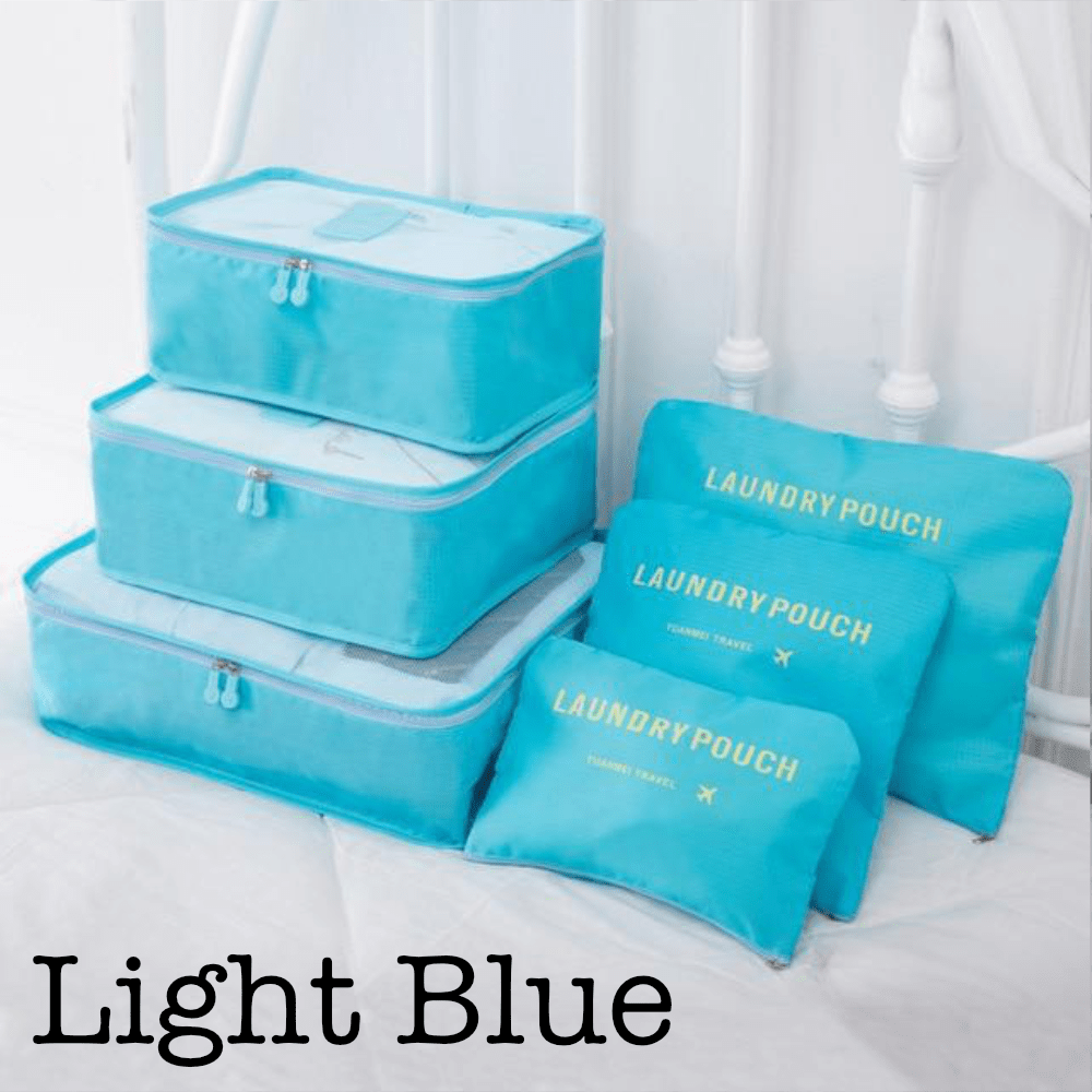 Light Blue 6-Piece Travel Organizer Set