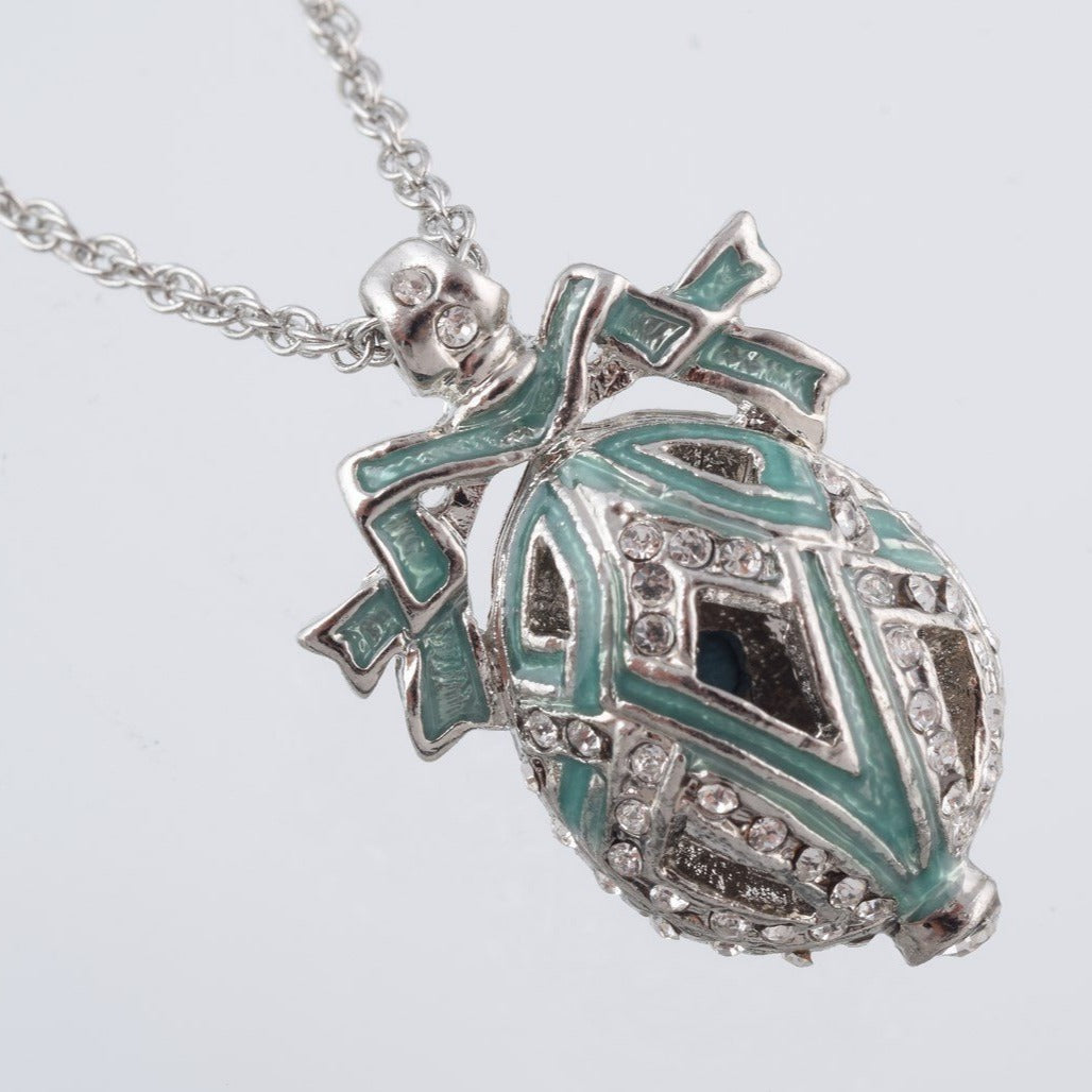 Silver & Light Green Egg Pendant Necklace