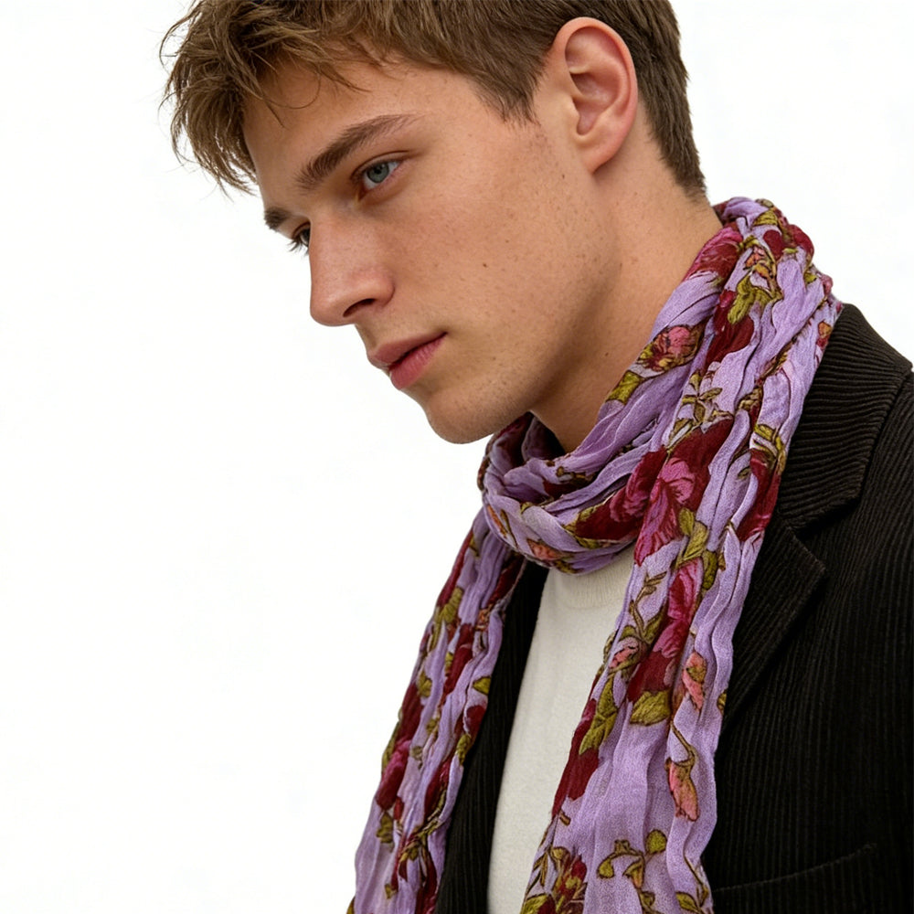 2pcs  Vibrant Crinkle Magenta Printed Polyester For men and woman
