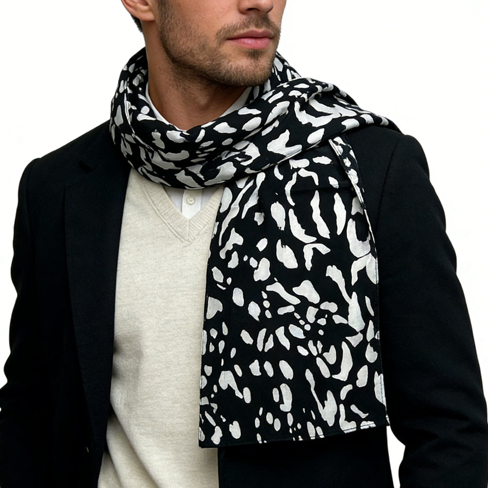 2pcs Abstract Long Scarf,Gallery Opening Bold Abstract Print Makes For Women and Men