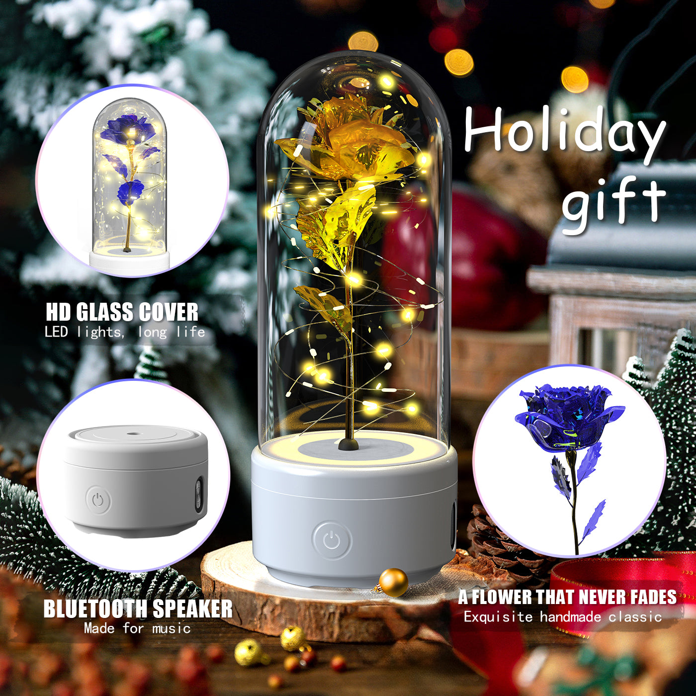2-in-1 LED Rose Light & Bluetooth Speaker