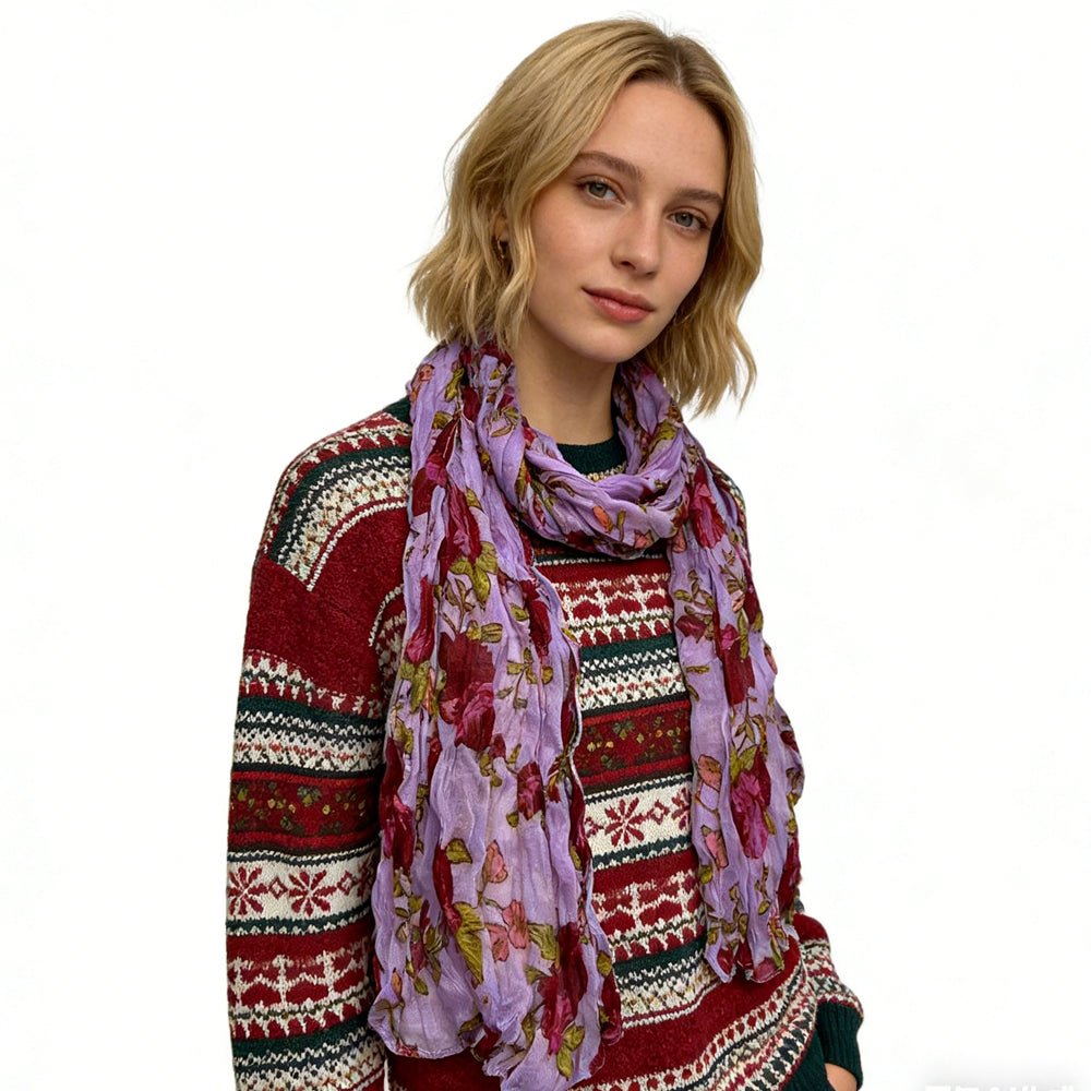 2pcs  Vibrant Crinkle Magenta Printed Polyester For men and woman