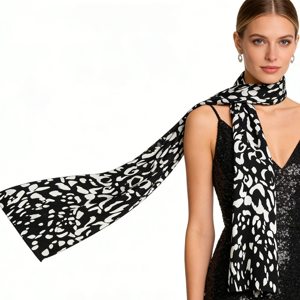 2pcs Abstract Long Scarf,Gallery Opening Bold Abstract Print Makes For Women and Men