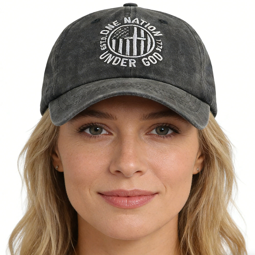 2pcs One Nation Under God Baseball Cap For Women Men,