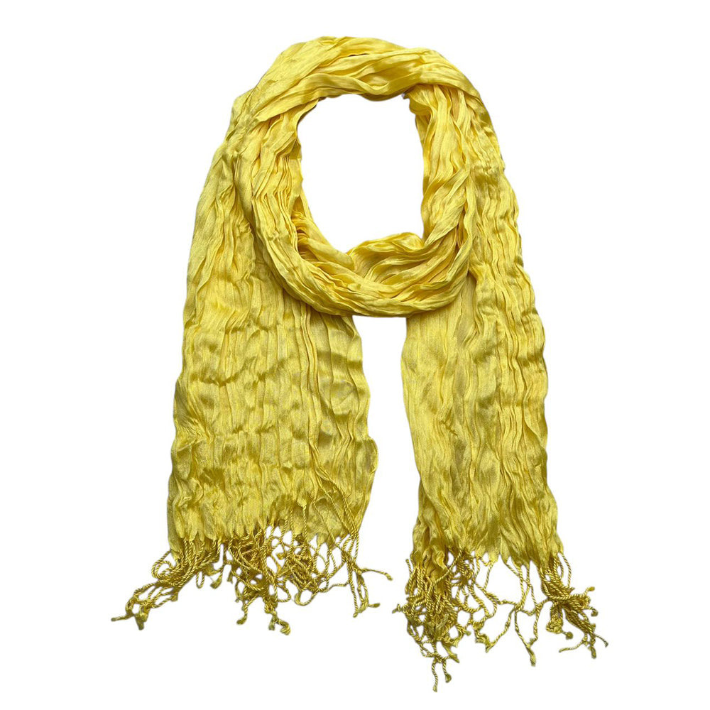 2pcs Sunshine Yellow Crinkle Blend Scarf,Beach Vacation For Women Men