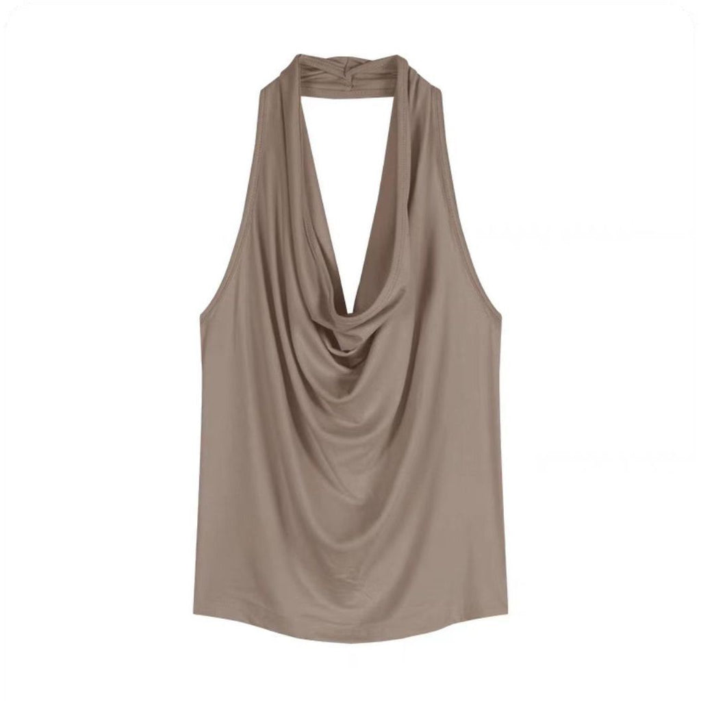 Spicy Girl-fit Sexy Boatneck Halterneck Sleeveless Top