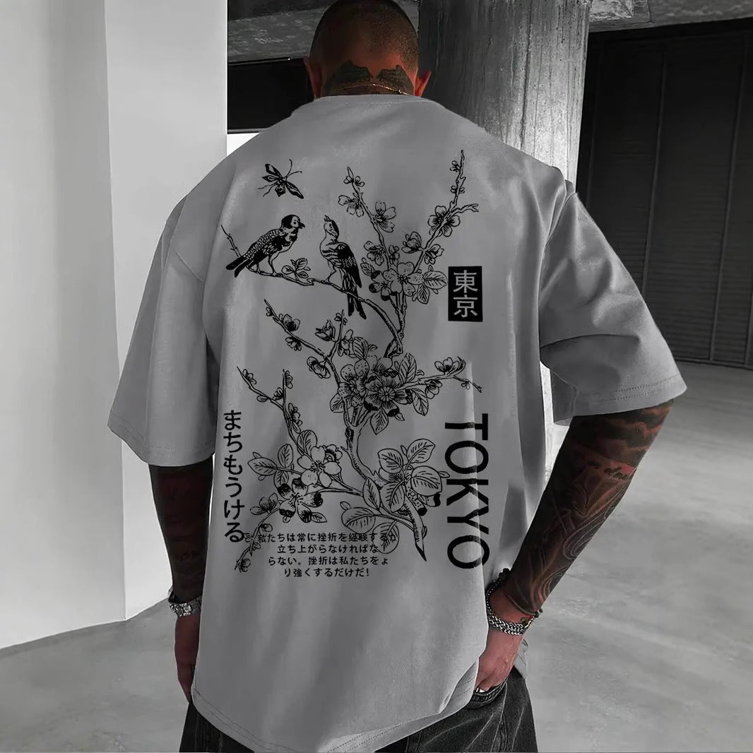 Retro Loose-fit Short-sleeve Printed T-shirt