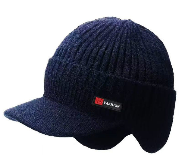 Mens Thick Knitted Outdoor Thermal Earflap Beanie