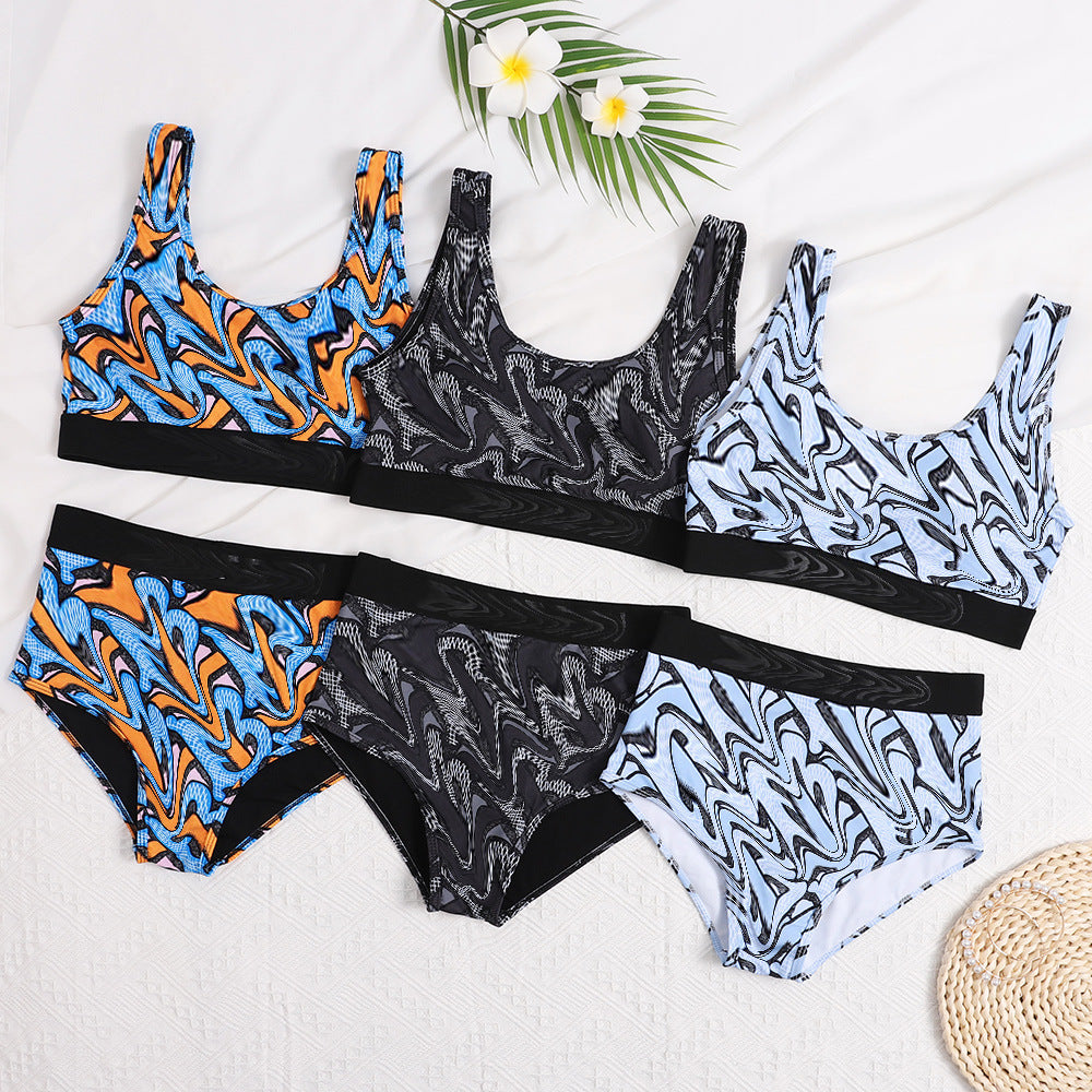 Women Ice Velvet Ruffle Bikini Sets Band
