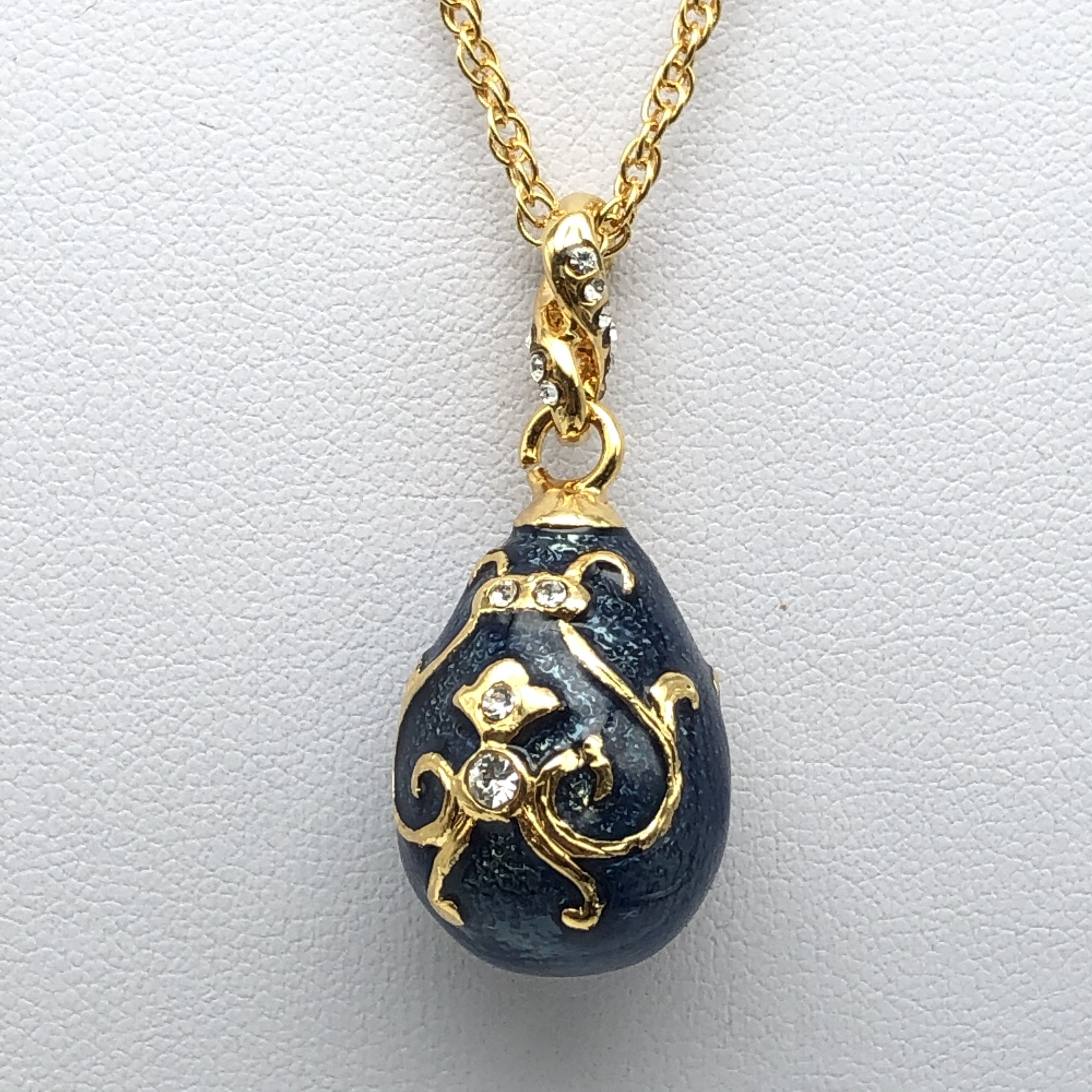 Blue & Gold Egg Pendant Necklace