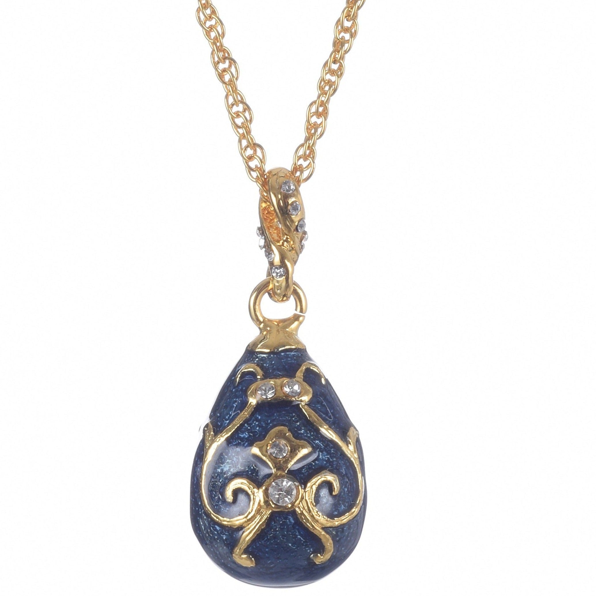 Blue & Gold Egg Pendant Necklace
