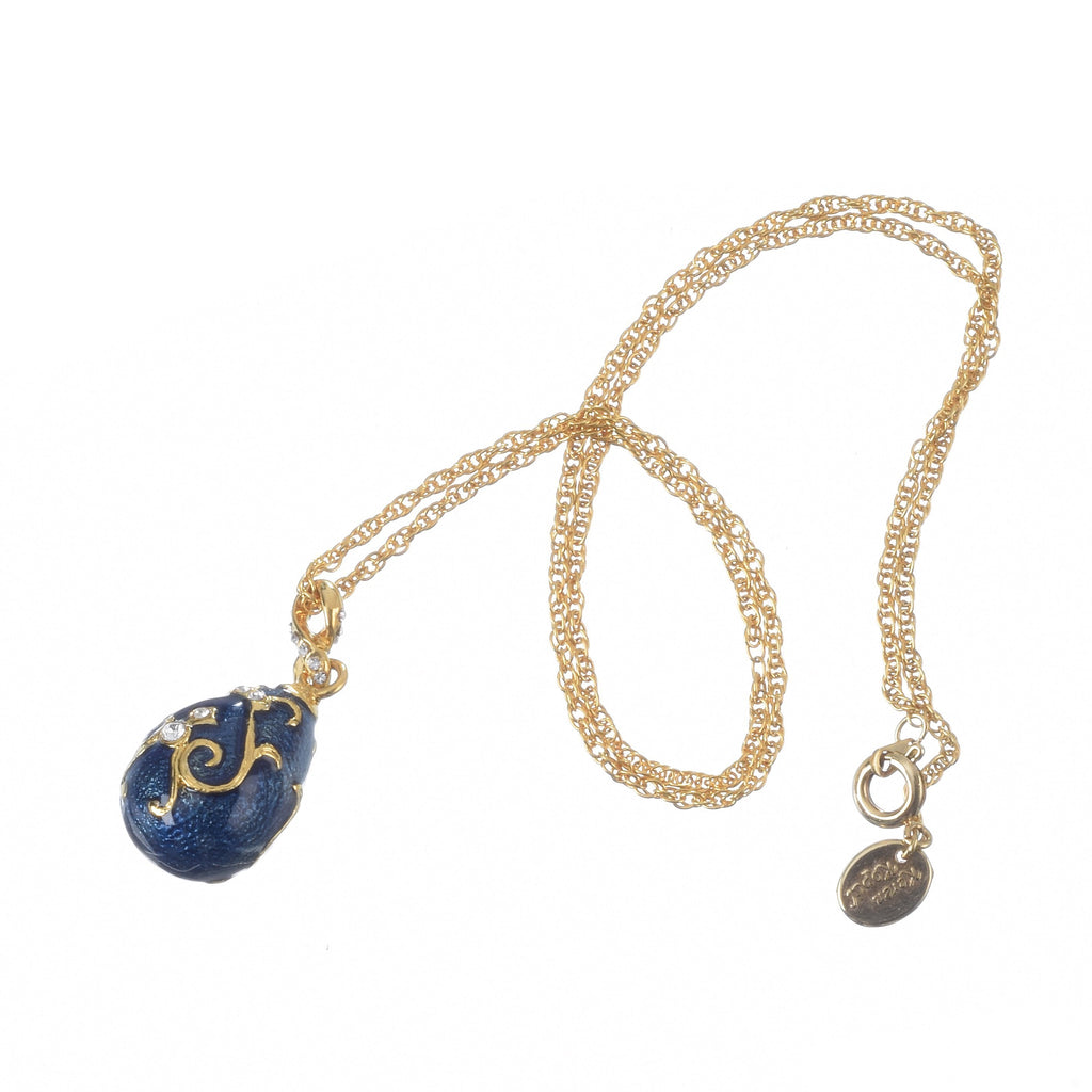 Blue & Gold Egg Pendant Necklace