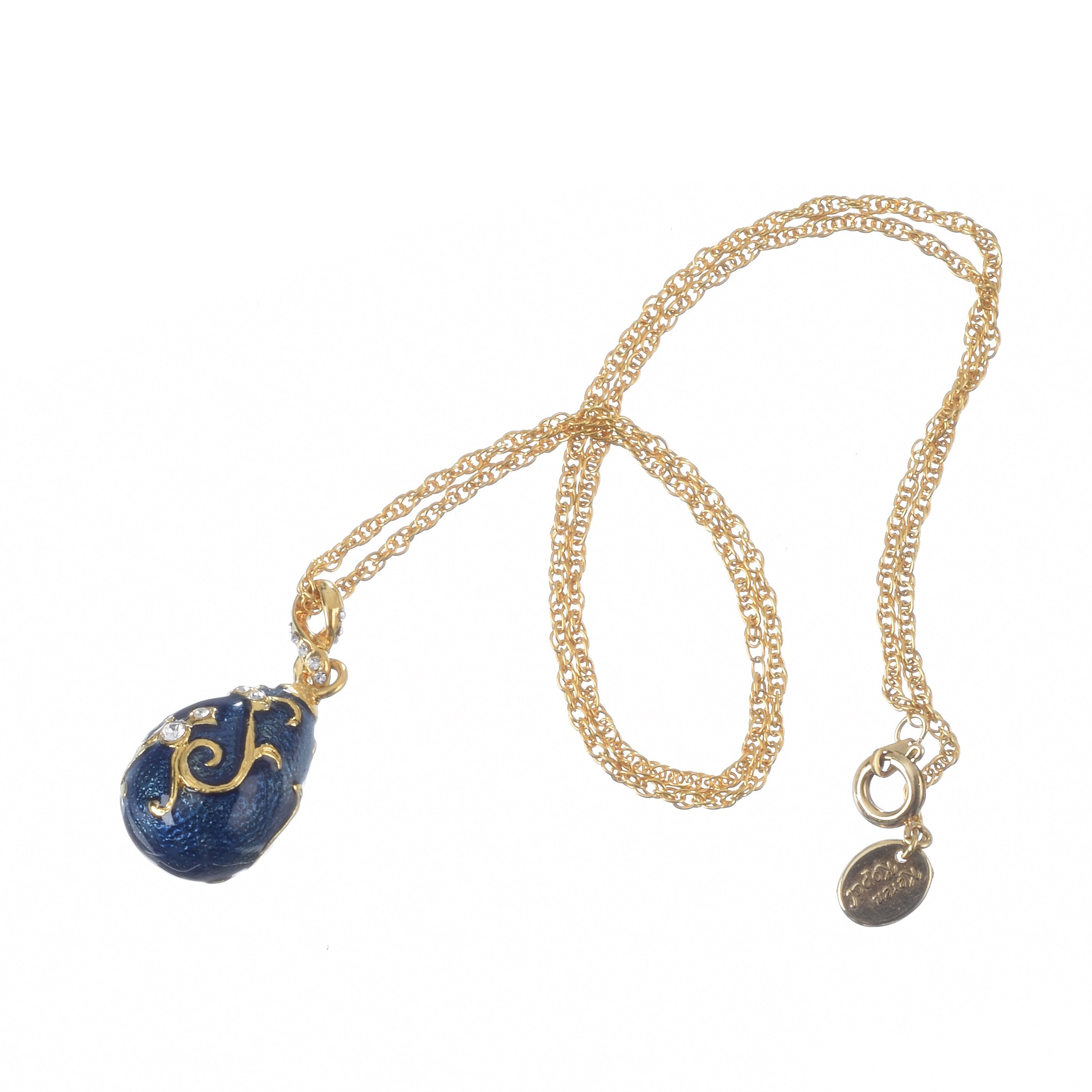 Blue & Gold Egg Pendant Necklace