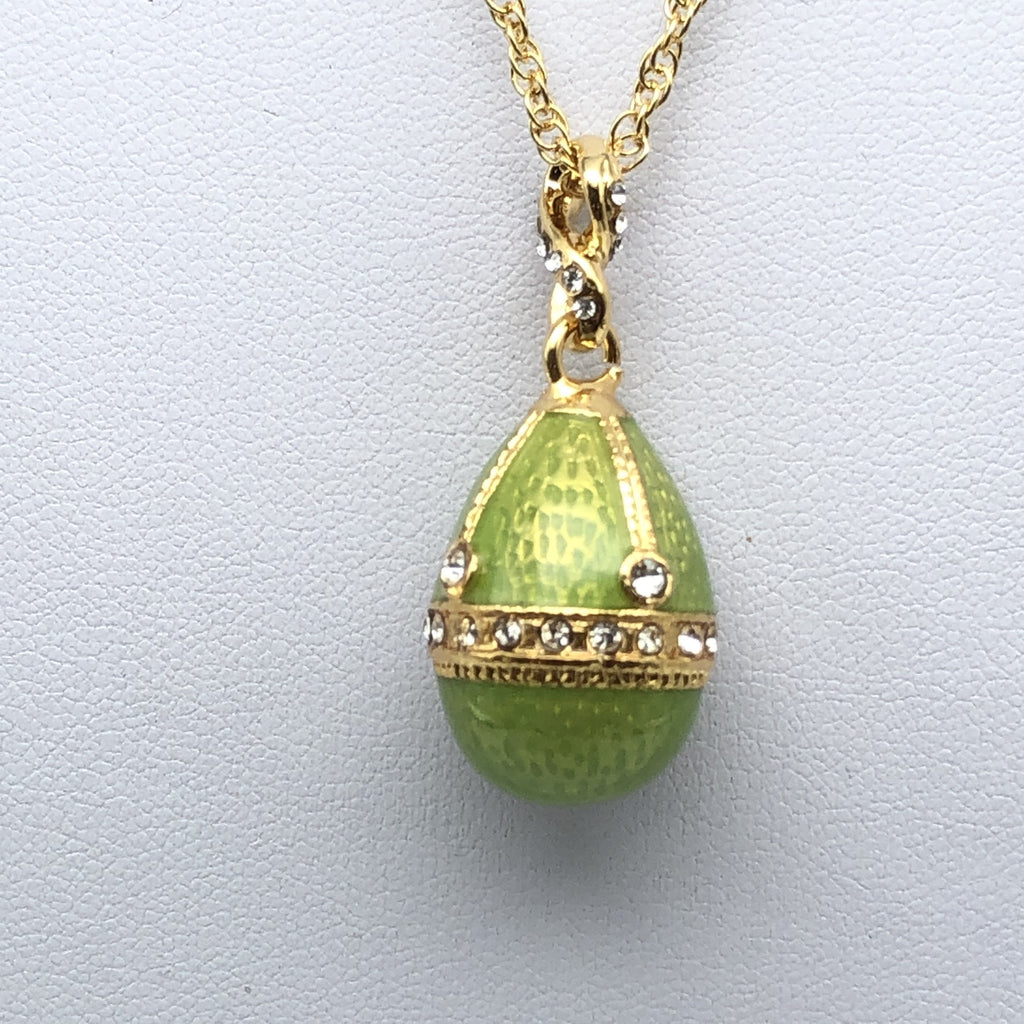 Gold & Green Egg Pendant Gold Necklace