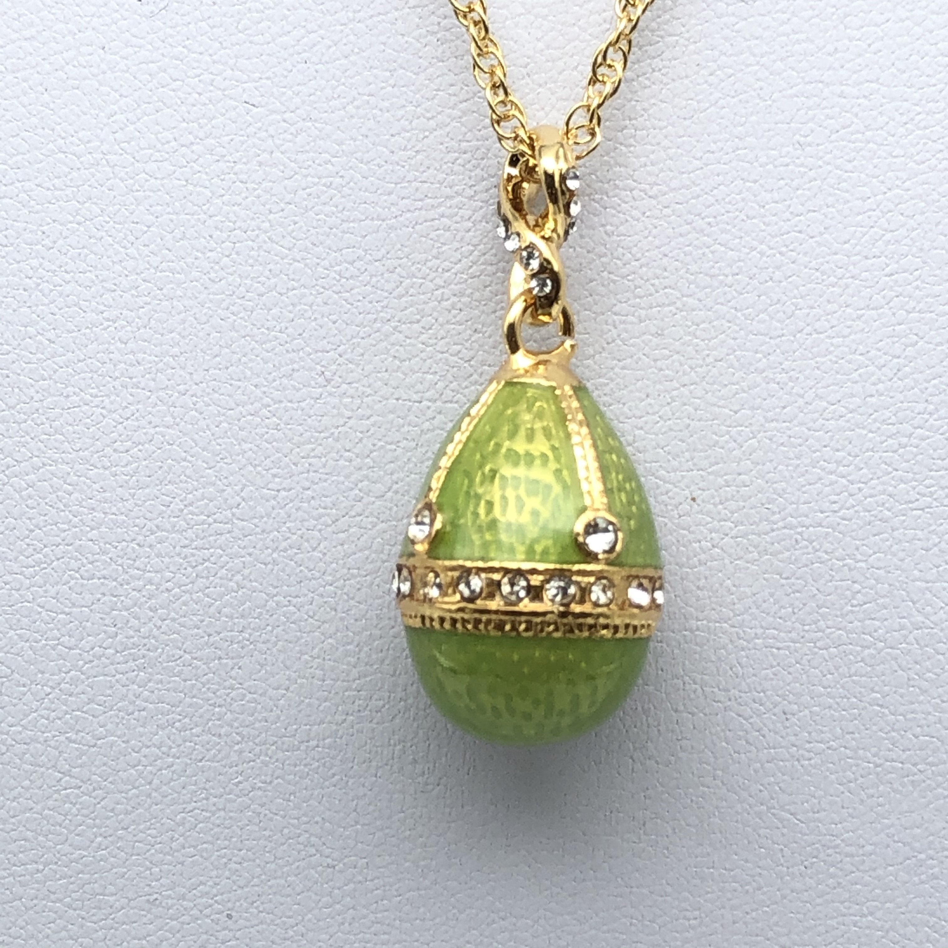 Gold & Green Egg Pendant Gold Necklace