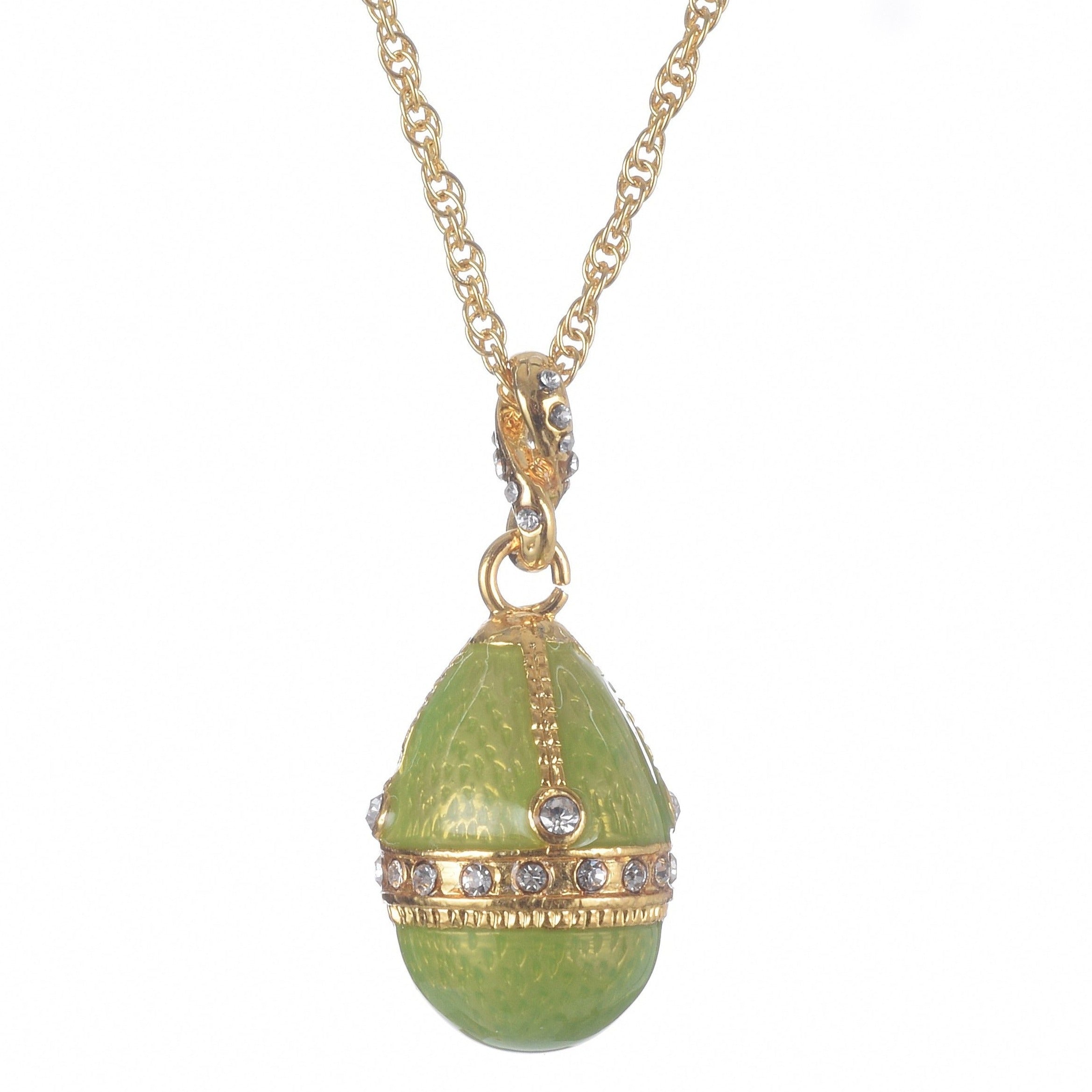 Gold & Green Egg Pendant Gold Necklace