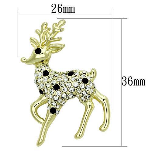 LO2822 - Flash Gold White Metal Brooches with Top Grade Crystal  in Jet-1