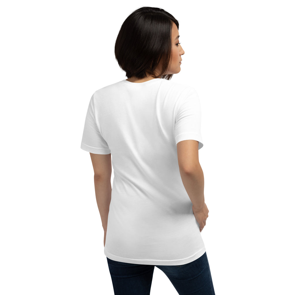 Unisex T shirt displayed from the back, showcasing its soft cotton fabric and casual fit for everyday wear.